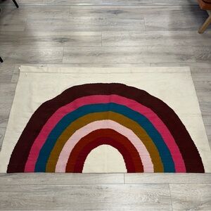 Oeuf NYC Wool Cream Rug/Tapestry with rainbow NWT